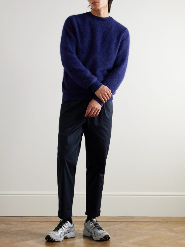 Tapered Pleated Cotton-Twill Trousers - OU Tapered Pleated Cotton-Twill Trousers - OU