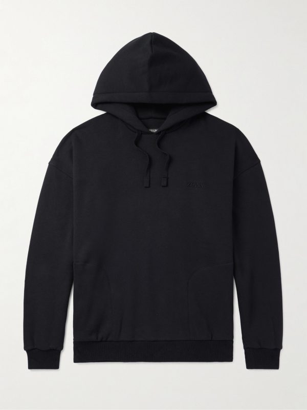 Logo-Embroidered Cotton-Blend Jersey Hoodie Logo-Embroidered Cotton-Blend Jersey Hoodie