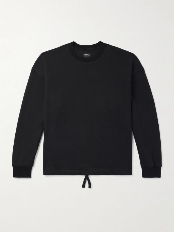 Logo-Embroidered Cotton-Blend Jersey Sweatshirt