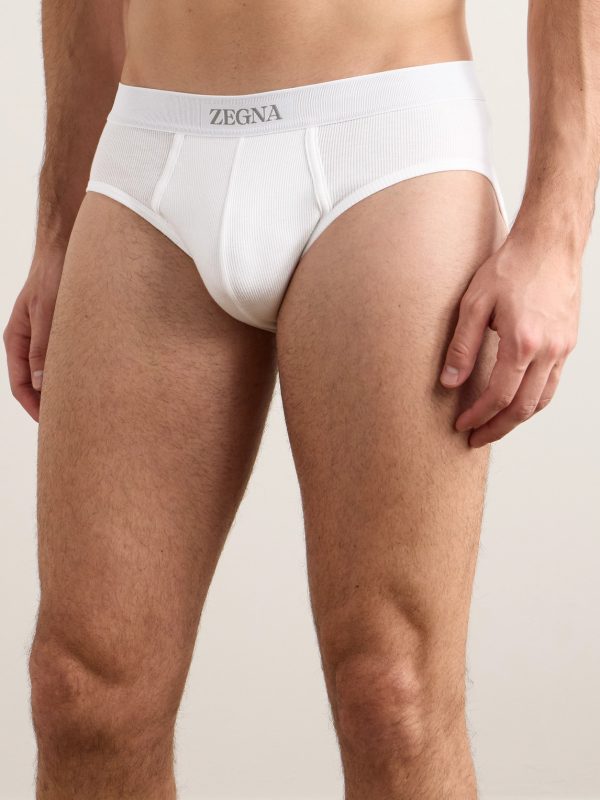Ribbed Cotton and Modal-Blend Briefs - OU Ribbed Cotton and Modal-Blend Briefs - OU
