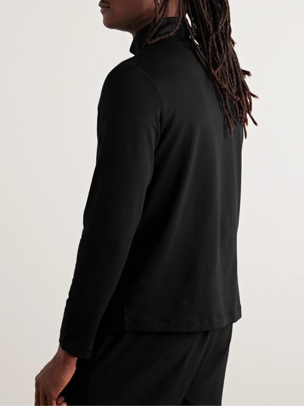 Slim-Fit Stretch Recycled-Jersey Half-Zip Top - BK Slim-Fit Stretch Recycled-Jersey Half-Zip Top - BK