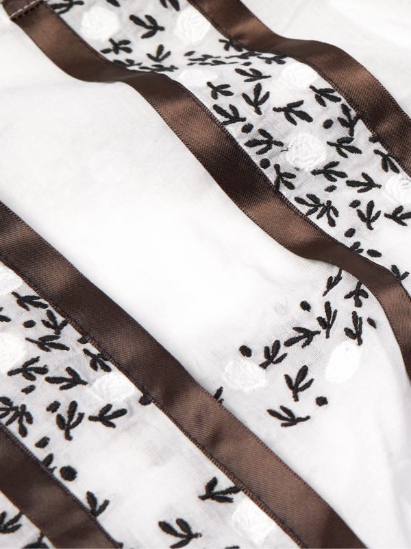 Camp-Collar Satin-Trimmed Embroidered Cotton-Voile Shirt - CU