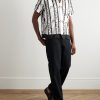 Camp-Collar Satin-Trimmed Embroidered Cotton-Voile Shirt - OU