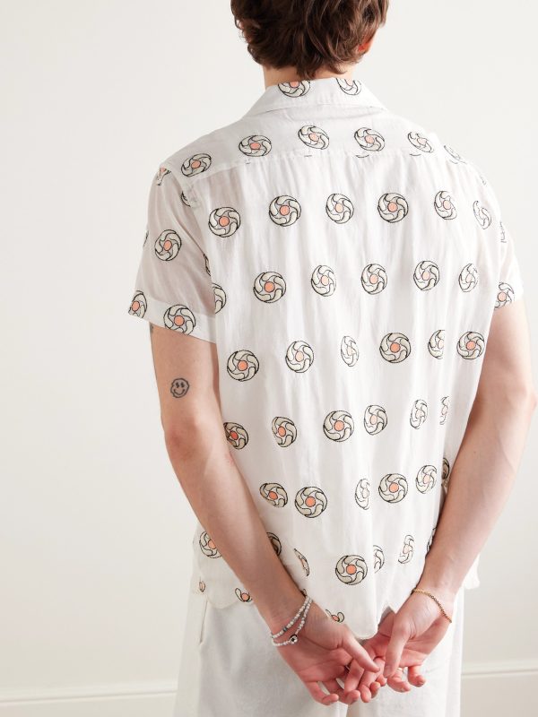 Aperture Camp-Collar Embroidered Cotton Shirt - BK Aperture Camp-Collar Embroidered Cotton Shirt - BK