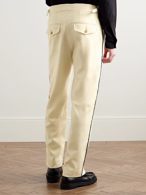 Player Straight-Leg Bead-Embellished Felted Wool-Blend Twill Trousers - BK Player Straight-Leg Bead-Embellished Felted Wool-Blend Twill Trousers - BK