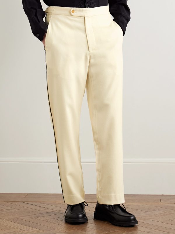 Player Straight-Leg Bead-Embellished Felted Wool-Blend Twill Trousers - FR Player Straight-Leg Bead-Embellished Felted Wool-Blend Twill Trousers - FR