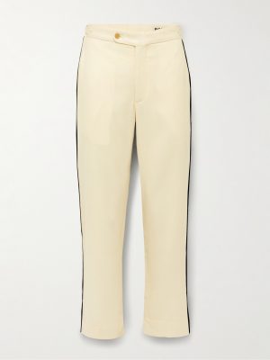 Player Straight-Leg Bead-Embellished Felted Wool-Blend Twill Trousers Player Straight-Leg Bead-Embellished Felted Wool-Blend Twill Trousers