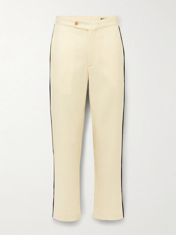 Player Straight-Leg Bead-Embellished Felted Wool-Blend Twill Trousers Player Straight-Leg Bead-Embellished Felted Wool-Blend Twill Trousers
