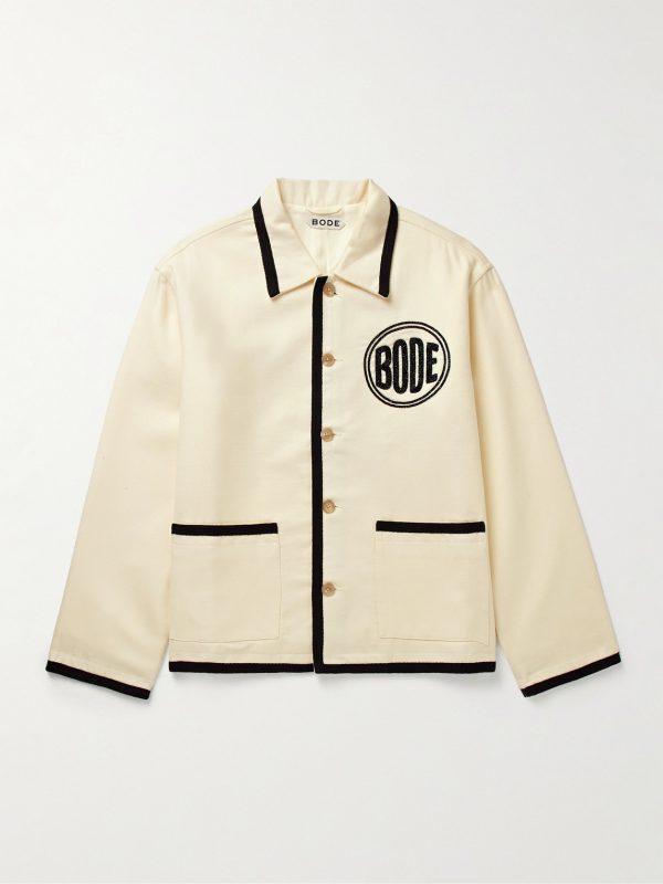Player Bead-Embellished Felted Wool-Blend Twill Jacket Player Bead-Embellished Felted Wool-Blend Twill Jacket