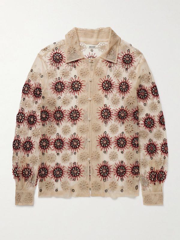 Solarium Bead-Embellished Broderie Anglaise Tulle Shirt Solarium Bead-Embellished Broderie Anglaise Tulle Shirt