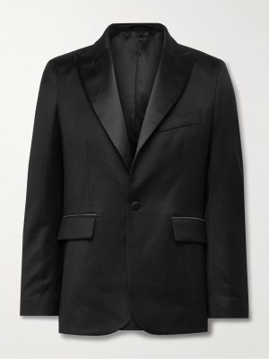 Silk-Satin Trimmed Wool Barathea Tuxedo Jacket