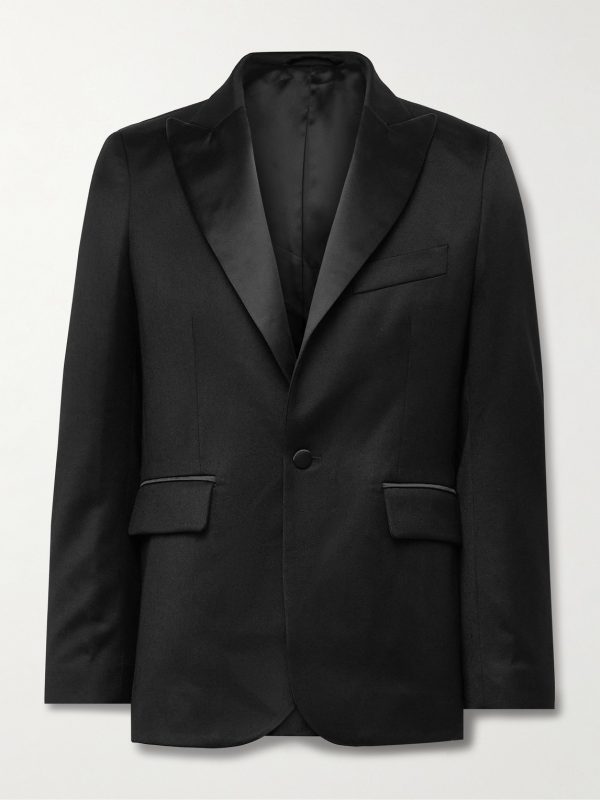 Silk-Satin Trimmed Wool Barathea Tuxedo Jacket Silk-Satin Trimmed Wool Barathea Tuxedo Jacket