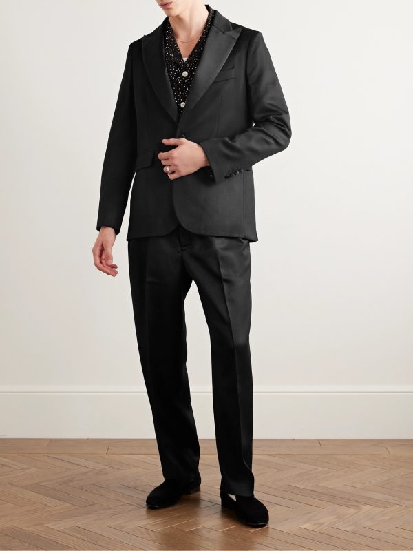 Silk-Satin Trimmed Wool Barathea Tuxedo Jacket - OU Silk-Satin Trimmed Wool Barathea Tuxedo Jacket - OU