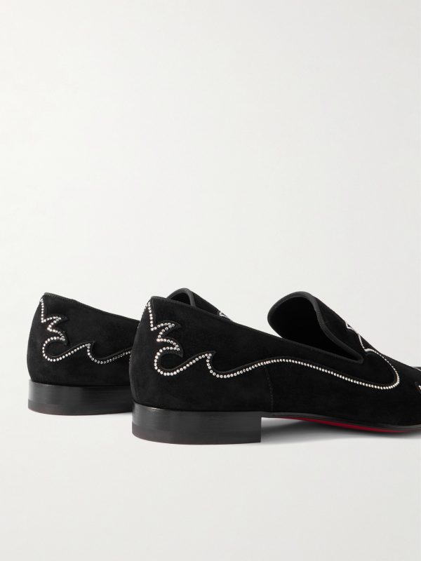 Dandysiago Grosgrain-Trimmed Embellished Velvet Loafers - BK Dandysiago Grosgrain-Trimmed Embellished Velvet Loafers - BK