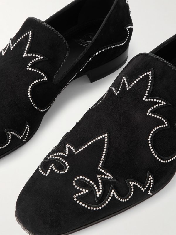 Dandysiago Grosgrain-Trimmed Embellished Velvet Loafers - CU Dandysiago Grosgrain-Trimmed Embellished Velvet Loafers - CU