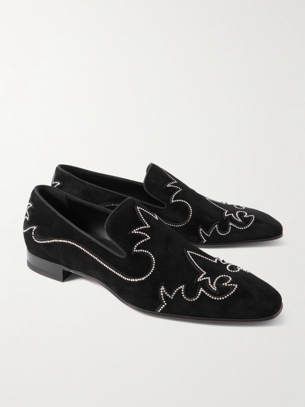 Dandysiago Grosgrain-Trimmed Embellished Velvet Loafers - FR Dandysiago Grosgrain-Trimmed Embellished Velvet Loafers - FR