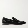 Dandysiago Grosgrain-Trimmed Embellished Velvet Loafers Dandysiago Grosgrain-Trimmed Embellished Velvet Loafers