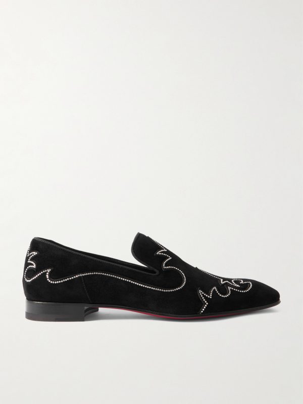 Dandysiago Grosgrain-Trimmed Embellished Velvet Loafers Dandysiago Grosgrain-Trimmed Embellished Velvet Loafers