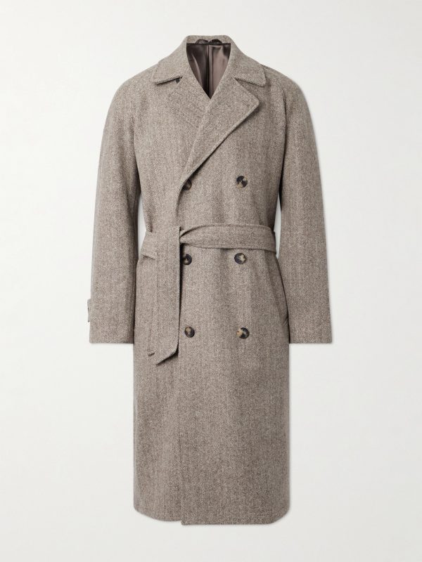Grandad Double-Breasted Herringbone Wool Coat Grandad Double-Breasted Herringbone Wool Coat
