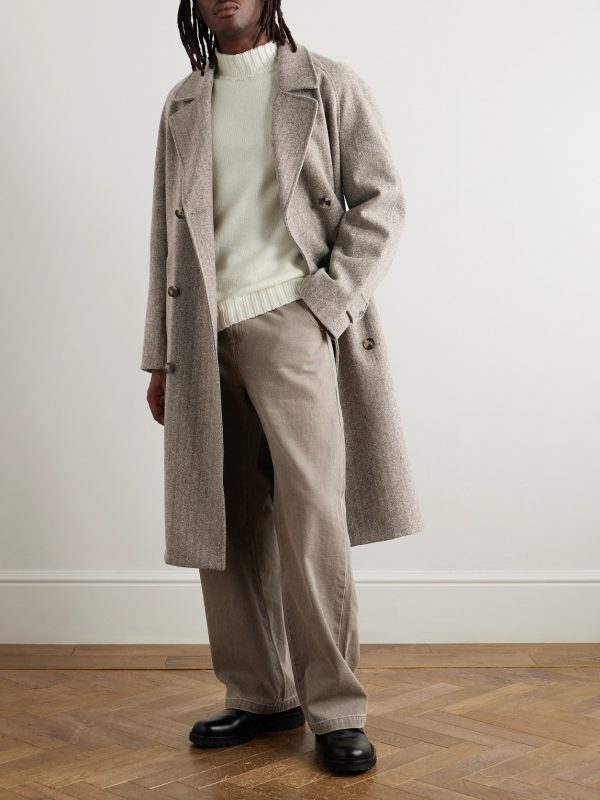 Grandad Double-Breasted Herringbone Wool Coat - OU Grandad Double-Breasted Herringbone Wool Coat - OU