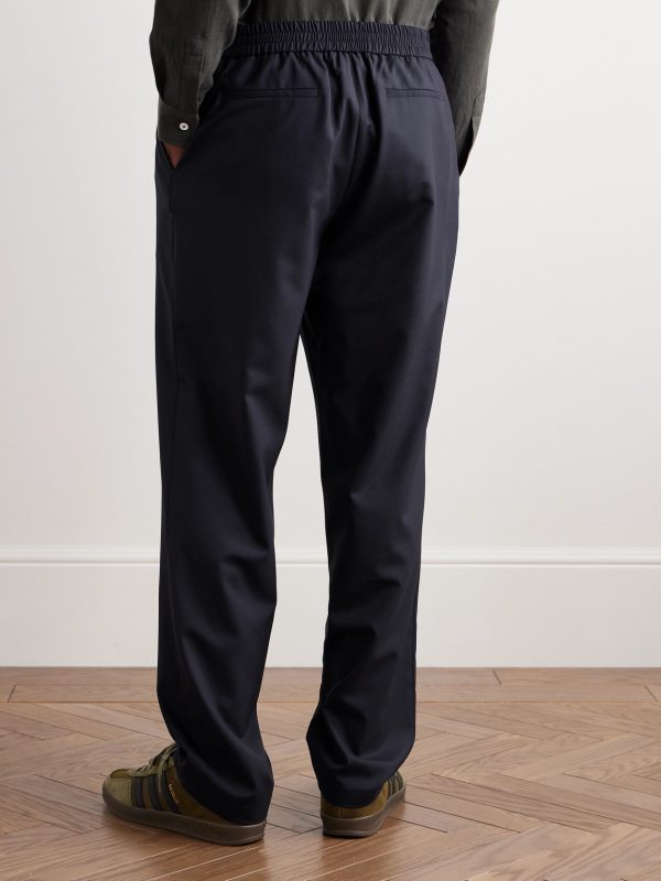 Easy Straight-Leg Pleated Wool Trousers - BK