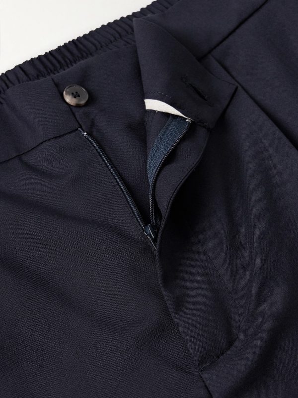 Easy Straight-Leg Pleated Wool Trousers - E1