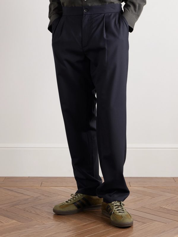 Easy Straight-Leg Pleated Wool Trousers - FR