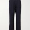 Easy Straight-Leg Pleated Wool Trousers