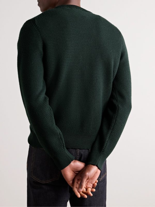 Slim-Fit Textured Merino Wool Sweater - BK Slim-Fit Textured Merino Wool Sweater - BK