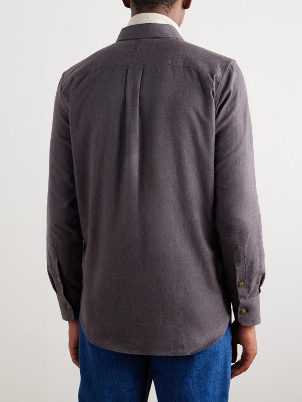 Brushed-Cotton Flannel Overshirt - BK Brushed-Cotton Flannel Overshirt - BK