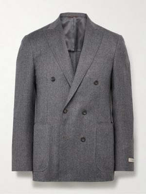 Kei Slim-Fit Double-Breasted Wool-Flannel Blazer Kei Slim-Fit Double-Breasted Wool-Flannel Blazer