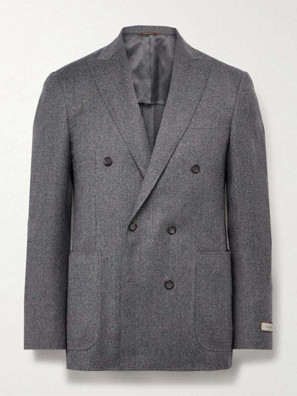 Kei Slim-Fit Double-Breasted Wool-Flannel Blazer Kei Slim-Fit Double-Breasted Wool-Flannel Blazer