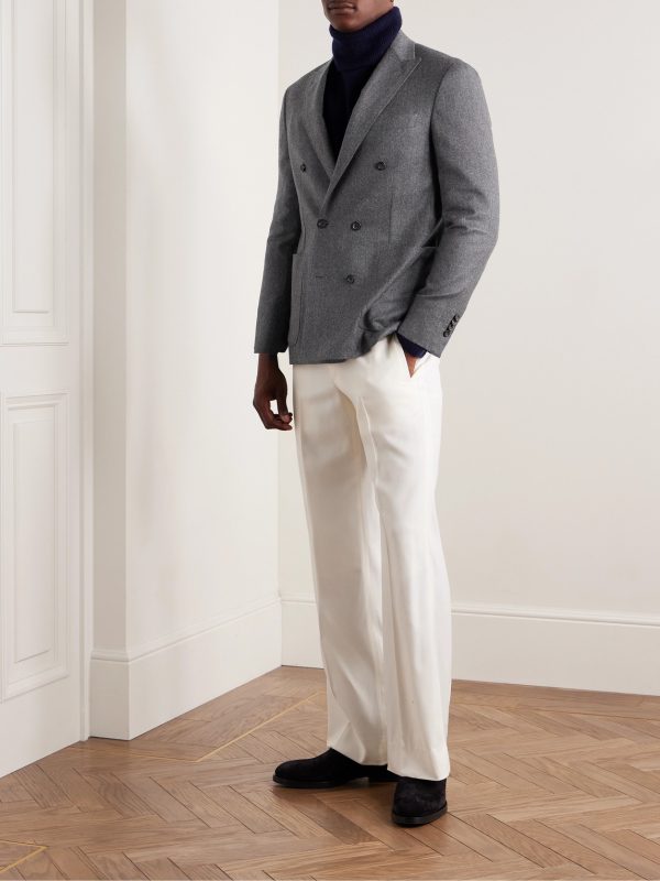 Kei Slim-Fit Double-Breasted Wool-Flannel Blazer - OU Kei Slim-Fit Double-Breasted Wool-Flannel Blazer - OU