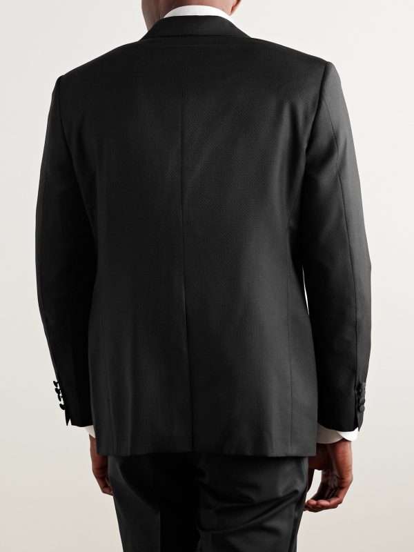 Satin-Trimmed Wool and Lyocell-Blend Jacquard Tuxedo Jacket - BK Satin-Trimmed Wool and Lyocell-Blend Jacquard Tuxedo Jacket - BK