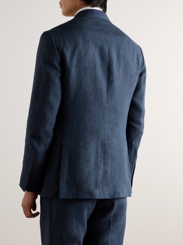 Kent Slim-Fit Double-Breasted Linen Suit Jacket - BK Kent Slim-Fit Double-Breasted Linen Suit Jacket - BK