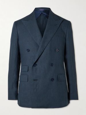 Kent Slim-Fit Double-Breasted Linen Suit Jacket Kent Slim-Fit Double-Breasted Linen Suit Jacket