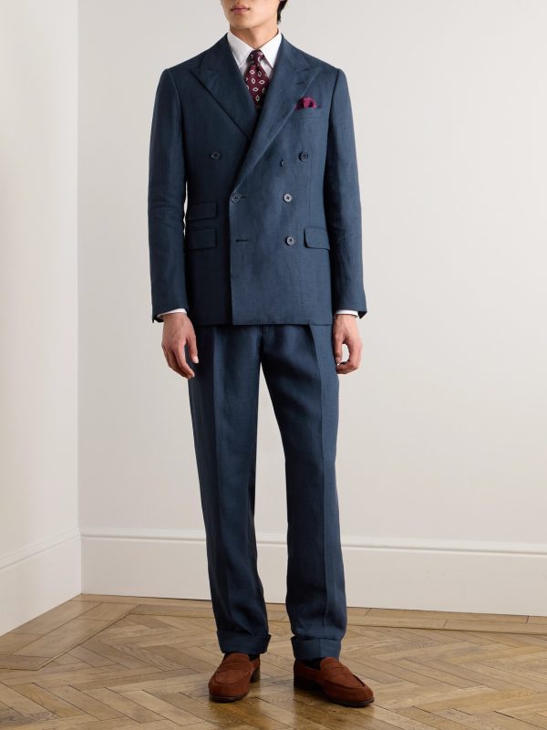 Kent Slim-Fit Double-Breasted Linen Suit Jacket - OU Kent Slim-Fit Double-Breasted Linen Suit Jacket - OU