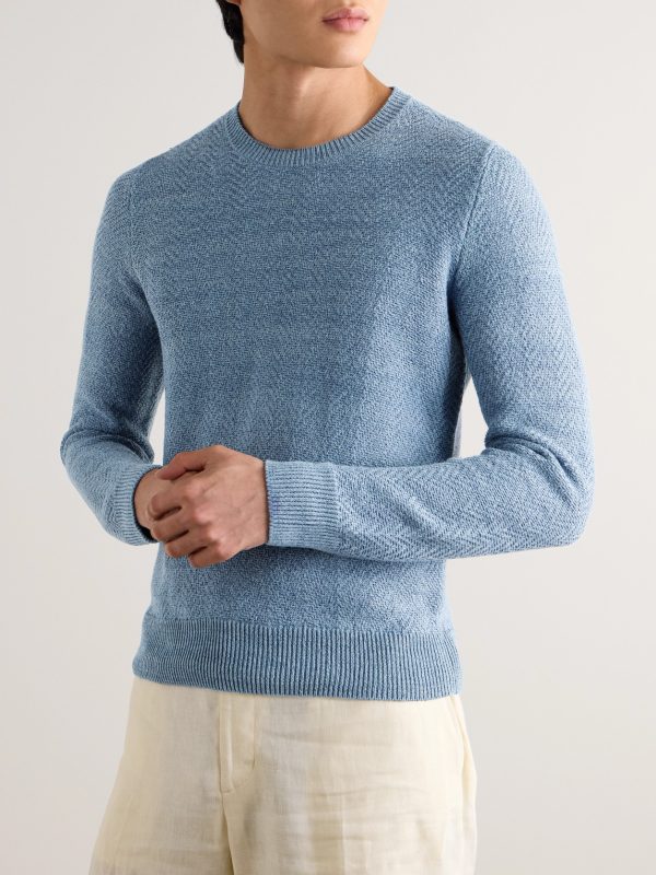 Slim-Fit Mulberry Silk and Linen-Blend Sweater - FR Slim-Fit Mulberry Silk and Linen-Blend Sweater - FR