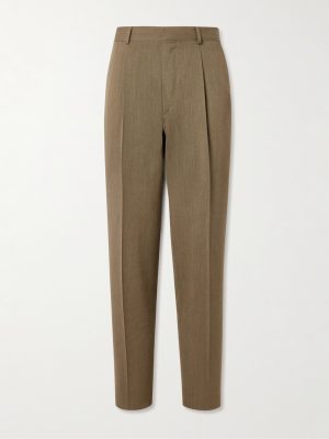 Tapered Pleated Wool-Twill Suit Trousers