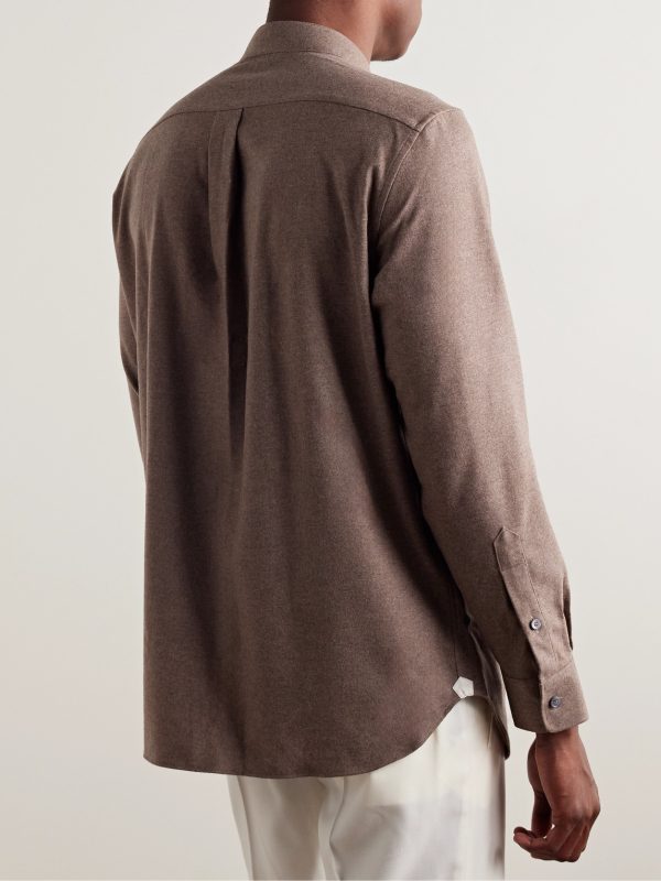 Elia Grandad-Collar Virgin Wool and Cashmere-Blend Shirt - BK Elia Grandad-Collar Virgin Wool and Cashmere-Blend Shirt - BK
