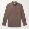 Elia Grandad-Collar Virgin Wool and Cashmere-Blend Shirt Elia Grandad-Collar Virgin Wool and Cashmere-Blend Shirt