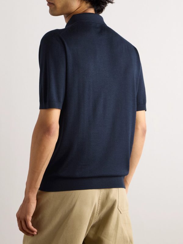 Slim-Fit Wool, Silk and Cashmere-Blend Polo Shirt - BK Slim-Fit Wool, Silk and Cashmere-Blend Polo Shirt - BK