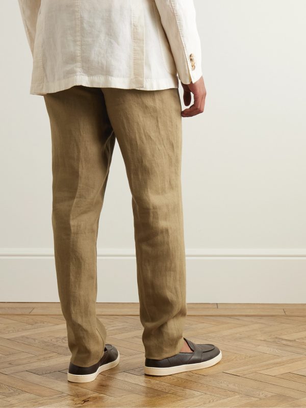 Carlo Straight-Leg Linen-Twill Trousers - BK Carlo Straight-Leg Linen-Twill Trousers - BK