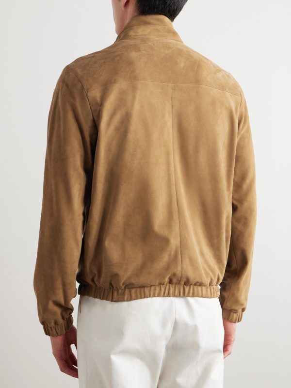 Suede Zip-Up Bomber Jacket - BK