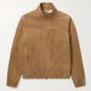 Suede Zip-Up Bomber Jacket