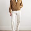 Suede Zip-Up Bomber Jacket - OU