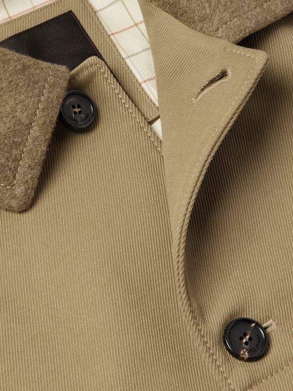 Barth Caban Felt and Leather-Trimmed Cotton-Gabardine Jacket - CU
