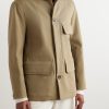 Barth Caban Felt and Leather-Trimmed Cotton-Gabardine Jacket - E2