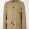 Barth Caban Felt and Leather-Trimmed Cotton-Gabardine Jacket