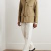 Barth Caban Felt and Leather-Trimmed Cotton-Gabardine Jacket - OU